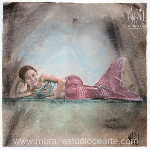 retrato al oleo Mauricio Moran Estudio De Arte sirenita