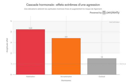 Cascade hormonale lors d'une agression réelle : amplitudes d'effet sur les capacités motrices