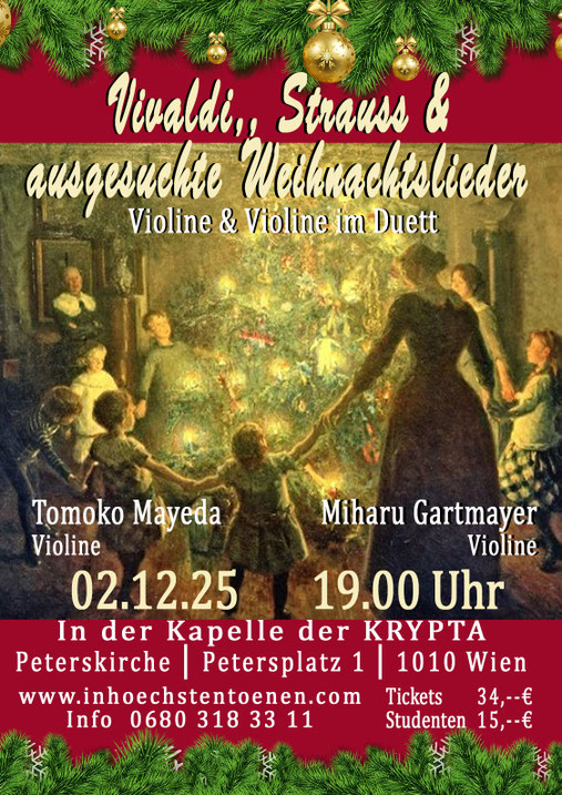 Vivaldi, Strauss & ausgesuchte Weihnachtslieder in der Kapelle der KRYPTA