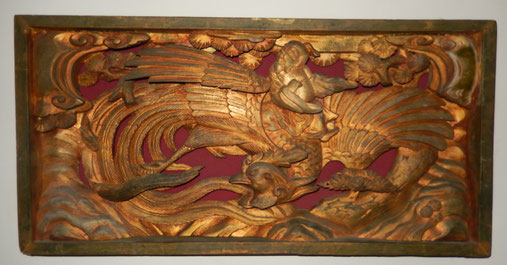 bois sculpté chine Phoenix bois doré art chinois 