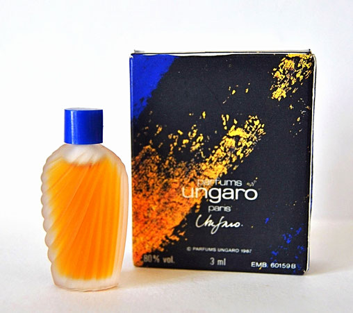 PARFUMS UNGARO - UNGARO 3 ML : PETITE MINIATURE EN VERRE  DEPOLI - BOÎTE DIFFERENTE N'INDIQUANT LE NOM SENSO