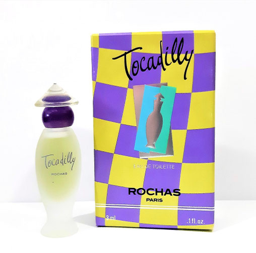 TOCADILLY - EAU DE TOILETTE 3 ML - FLACON EN VERRE DEPOLI : BOUCHON EN PLASTIQUE VERT CLAIR & MAUVE