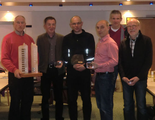 Von Links: RTF Fachwart Volkmar Kretschmer, Norbert Stoer, F. J. Strunz, 1 Vorsitzender Bernd Materne, Dieter Weber, Kassierer Dieter Kothke