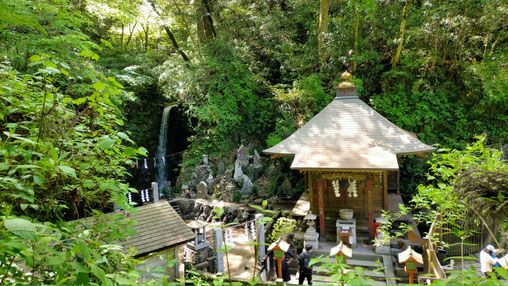 Passing by a small waterfall