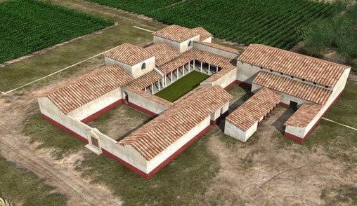 La villa gallo-romaine de Loupian -  site archéologique de Loupian (Hérault), au cœur de la Gallia Narbonensis. Son chai pouvait contenir 1 500 hectolitres de vin stocké dans de grosses jarres (dolia), retrouvées sur place. (sources : http://www.e-stoire)
