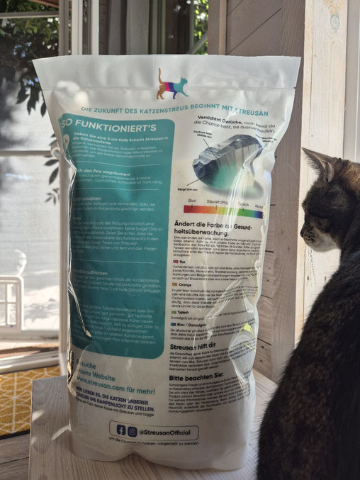 Auf der Rückseite der Verpackung ist die Farbskala zur Gesundheitsüberwachung aufgedruckt. Ein separater Zettel mit den notwendigen Infos liegt aber auch der Lieferung bei.
