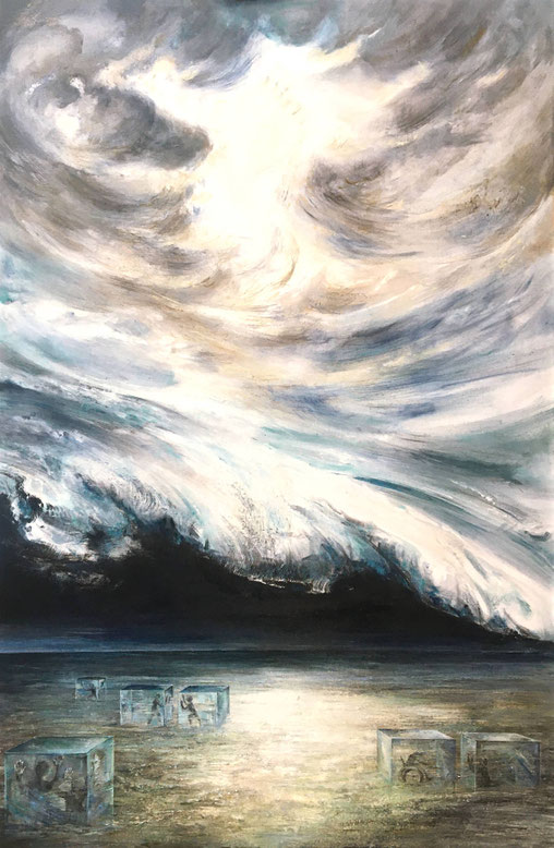Zwei lange Jahre COVID - Acryl auf Leinwand - 120x80 - Heidemarie Franz