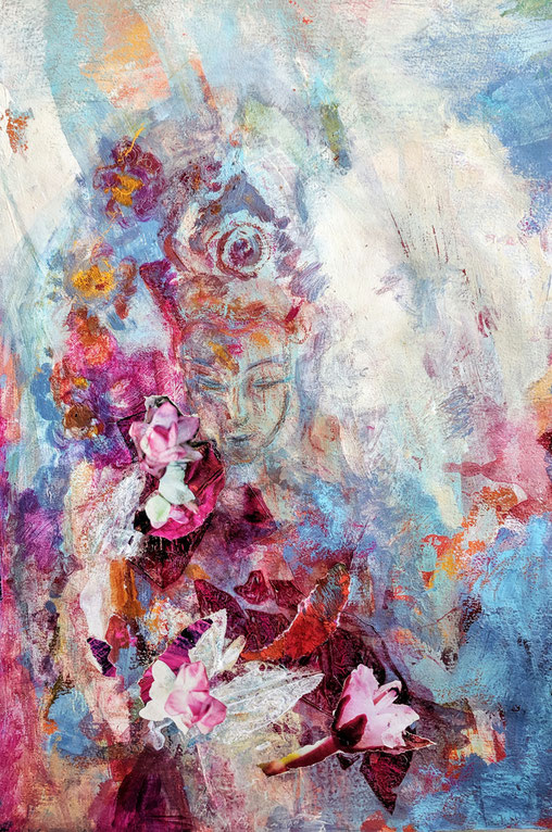 Bhagmati, Mischtechnik auf Papier, 53 x 37 cm, 2020