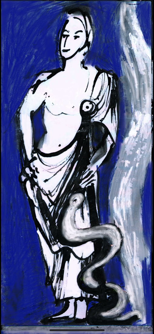©Hilka Le Carvennec, Asclépios, dessin/gouache, 1996