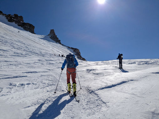 Kurz vor dem Skidepot auf 3850 m