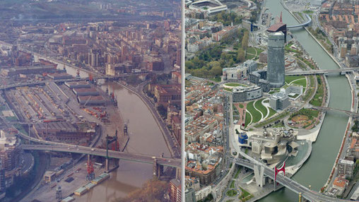 Antes y después de la ría de Nervión, eje vertebrador del área metropolitana del Gran Bilbao. (Proyecto Ría 2000).
