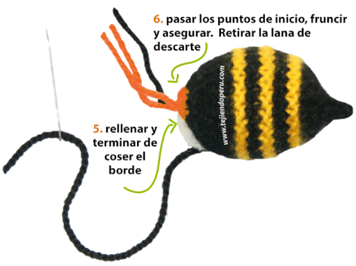 Cómo tejer abejas en dos agujas o palitos