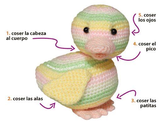 Tutorial: pato tejido a crochet (amigurumi duck)