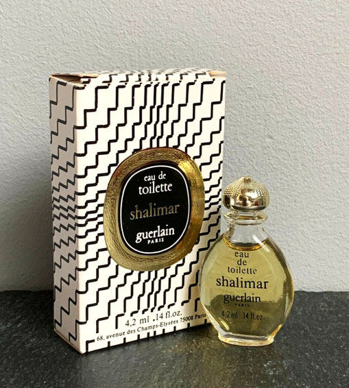 SHALIMAR - MINIATURE DITE "GOUTTE" : EAU DE TOILETTE 4,2 ML AVEC SA BOÎTE ZEBREE