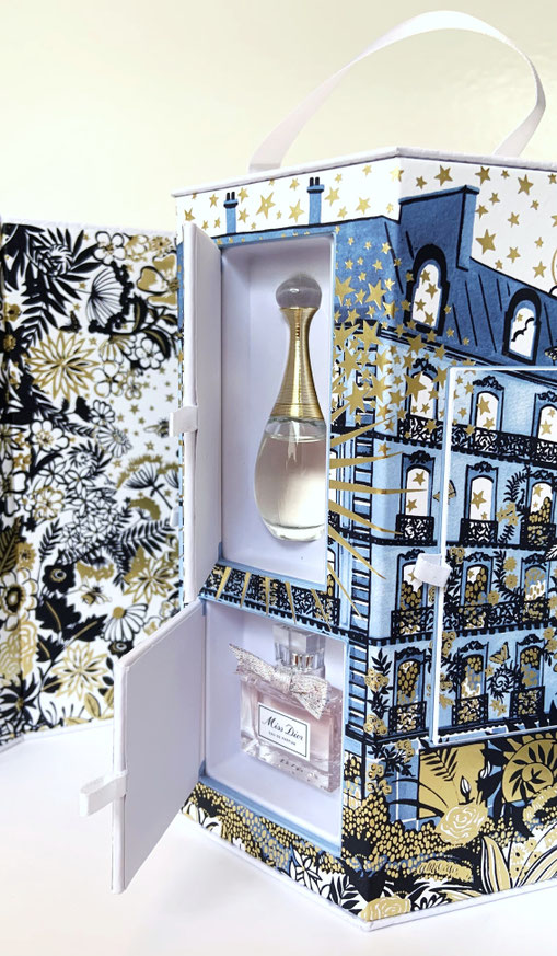 NOËL 2021 - COFFRET 30 MONTAIGNE : DERRIERE LES VOLETS ON DECOUVRE ENTRE AUTRES  DEUX MINIATURES  : J'ADORE INFINISSIME & LA NOUVELLE MISS DIOR