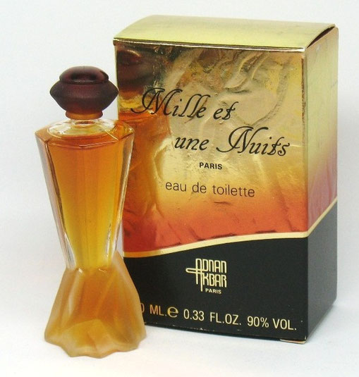 1) ADNAN AKBAR - MILLE ET UNE NUITS : EAU DE TOILETTE 10 ML - JOLI FLACON EN VERRE PATINE