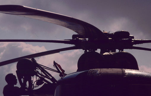 Morning maintenance on a search-and-rescue helicopter.