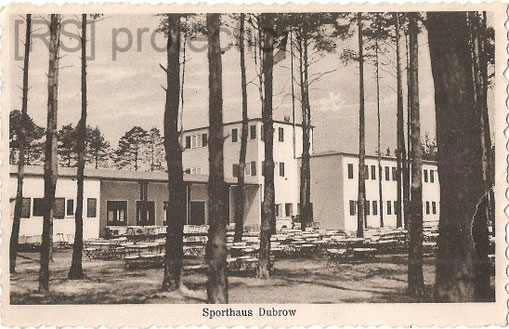 [Sporthaus Dubrow um 1930, Gartenansicht. Aufn. u. Verlag: Paul Kindler, Berlin Karlshorst, Treskow-Allee 107.Eigentum: R. Saalfeld]