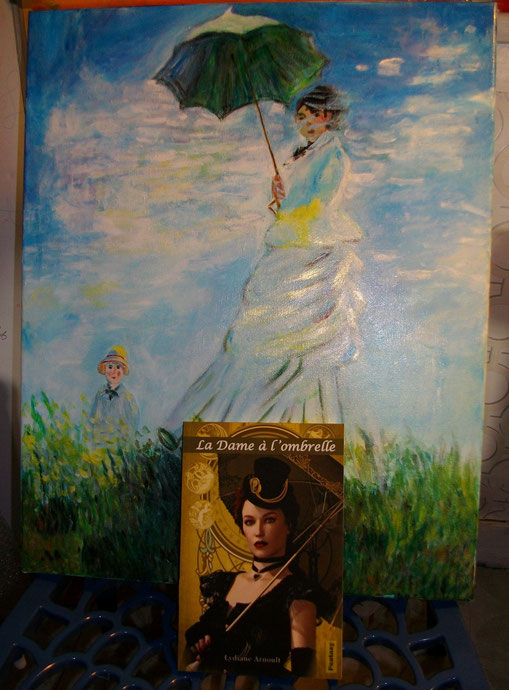 "La femme à l'ombrelle" de Claude Monet, et le roman "La Dame à l'ombrelle" de Lydiane Arnoult ;)