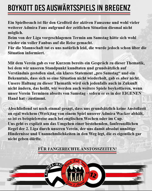 Eine Erklärung der Gate 2 zur Abwesenheit in Bregenz
