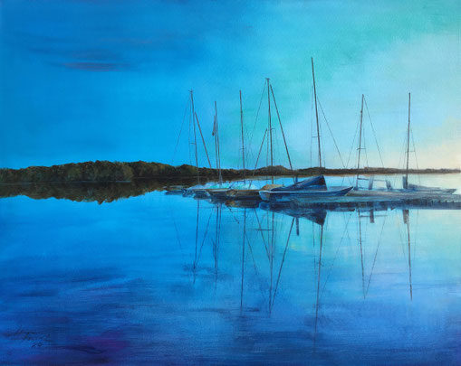 Abendstille am Altwarmbüchener See - Acryl/Leinwand - 80x100 - Heidemarie Franz©