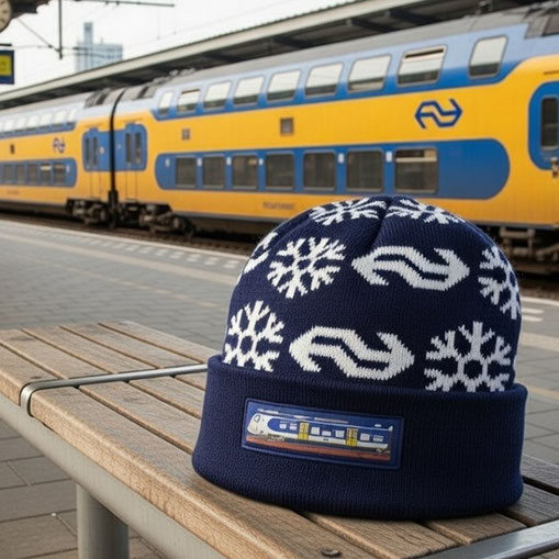 Gebreide muts met logo en pompon 