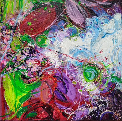 Elisabeth Augnedre artiste peintre en Ariège acrylique originale impressionnisme fantaisie en jardin 29