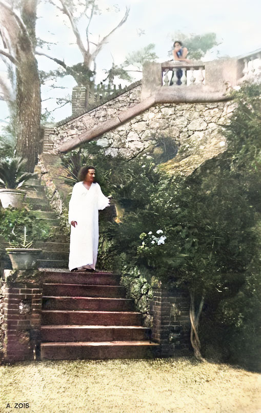 1932 : Meher Baba at Portofini, Italy. Image rendition by Anthony Zois.