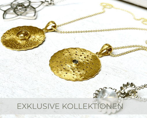 Hochwertiger spiritueller Schmuck - Exklusive Kollektion mit handgefertigten Edelstein und Symbol Anhängern in silber und gold