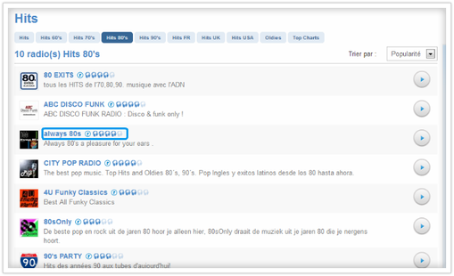 Choisir une radio sur radionomy