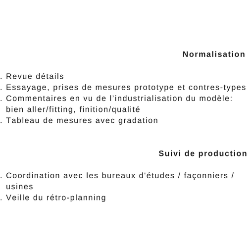 Normalisation et suivi de production