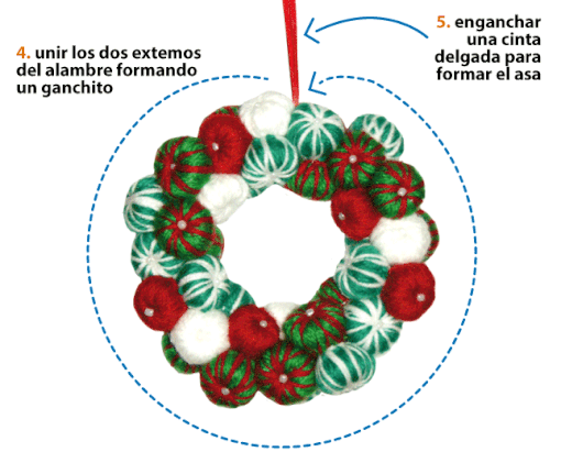 corona de Navidad con botones tejidos a crochet - crochet Christmas wreath