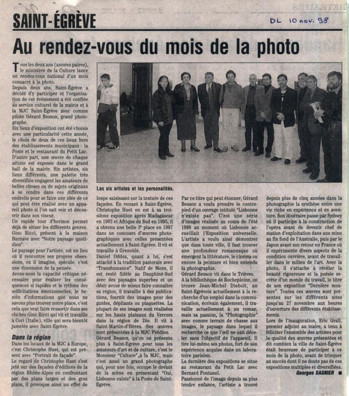 Dauphiné Libéré - 10 novembre 1998