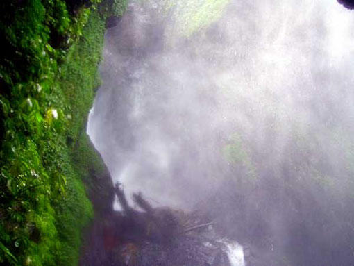 Mist in front of the waterfall