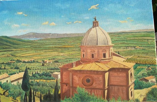 Alesci Francesco - Paesaggio toscano - olio tela - 60 X 40