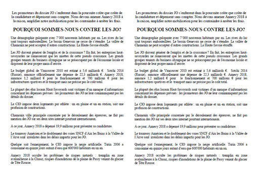 23 Septembre 2010 - Tract Pouquoi nous sommes contre les JO Annecy 2018 distribué lors de la Manif pour les Retraites - 2xA5 Recto