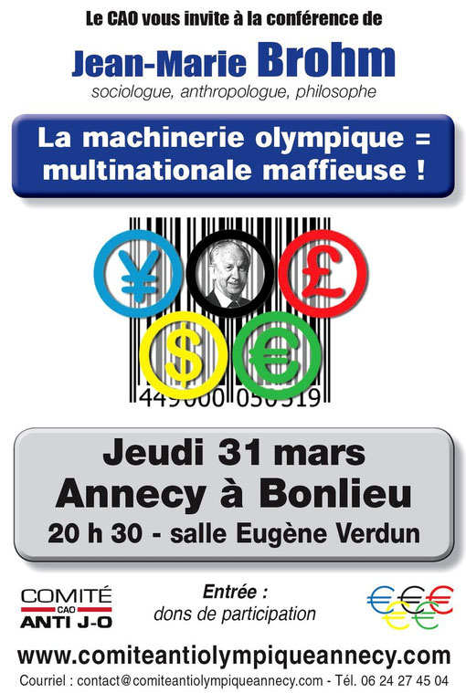 31 Mars 2011 – Tract Anti CIO – Conférence : La machinerie olympique = Multinationale maffieuse - 1