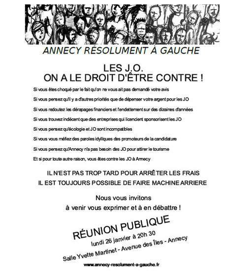 26 Janvier 2009 - Annecy Résolument à gauche - Les JO on a le droit d'être contre 