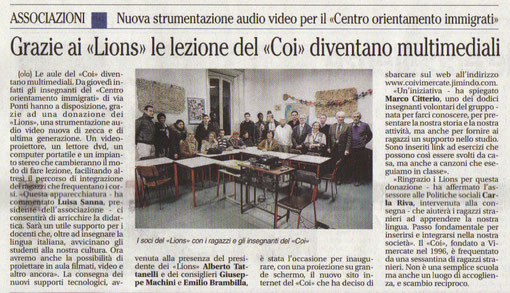 "Il giornale di Vimercate" del 10.02.2010