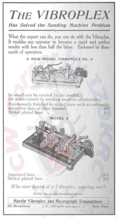 Fig. 9 - Pubblicità d'epoca con vendita in contemporanea di tasti Viboplex e Mecograph.