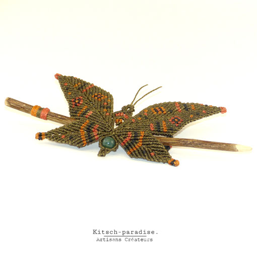 kp kitsch-paradise artisans créateurs macramé barrette papillon