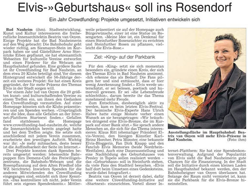 Elvis-Geburtshaus soll ins Rosendorf, WZ 24.04.2014, Text und Foto: Petra Ihm-Fahle