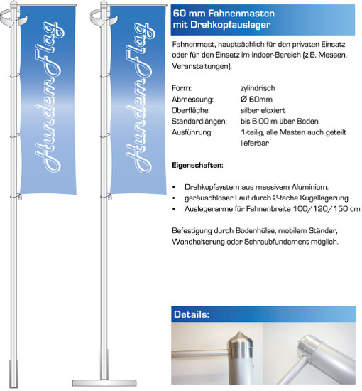 60 mm mit Drehkopfausleger