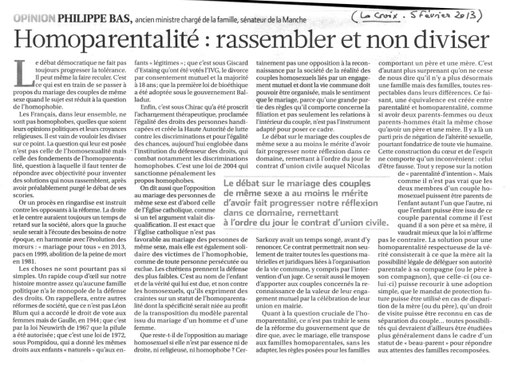 Tribune de P.Bas, La Croix, 05.02.2013