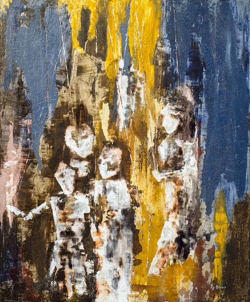 „Marionetten“ / 2013 / Baumaterialien-Mischtechnik auf Leinwand 100 x 120 cm