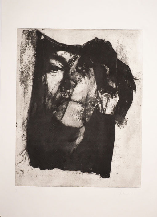 Selbstportrait, Photopolymerdruck von Katharina Lechner, Atelier tiefdruckArt