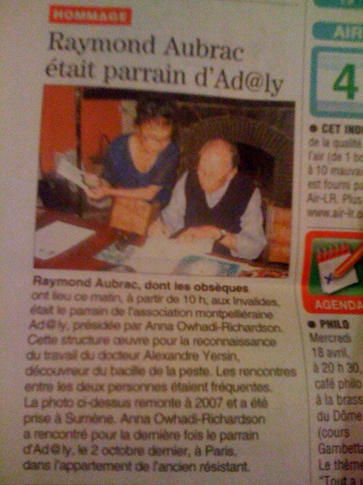 Raymond Aubrac était le Parain d'AD@lY