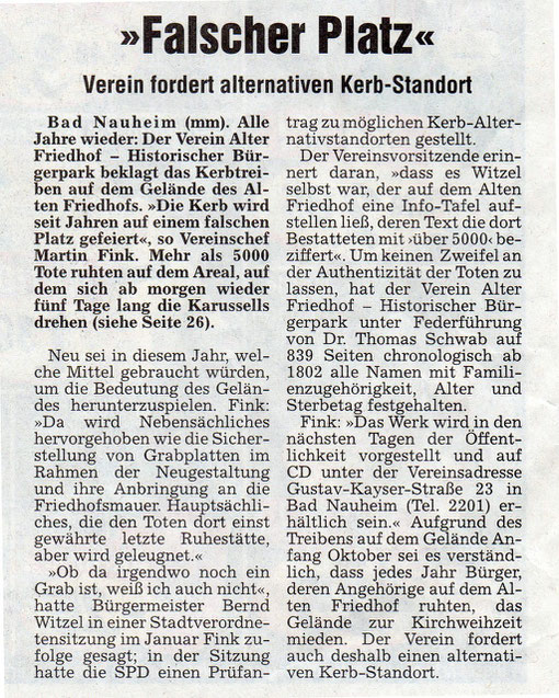 Wetterauer Zeitung vom 4. Oktober 2007