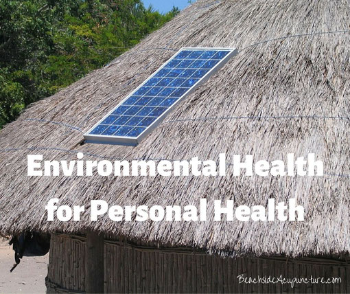 Environmental Health for Personal Health over tiki hut with solar panel