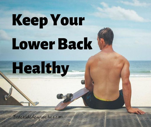 "Keep Your Lower Back Healthy" over the beach